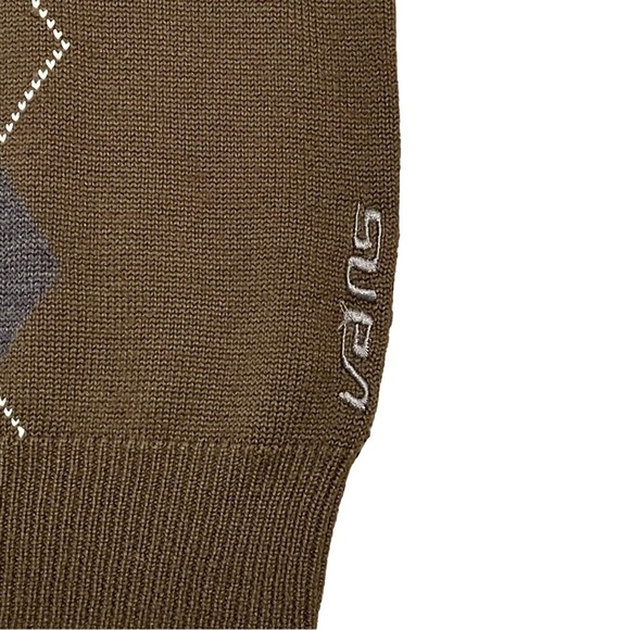Vans Sweater Brown w/ Blue & White Argyle Men’s Size Medium - Picture 5 of 11